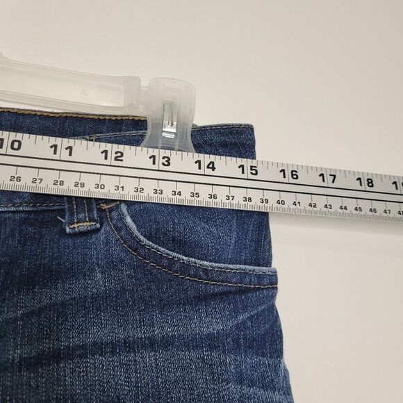 L.E.I. Sophia hipster flare blue factory fading jeans size 7 shirt - Picture 5 of 9